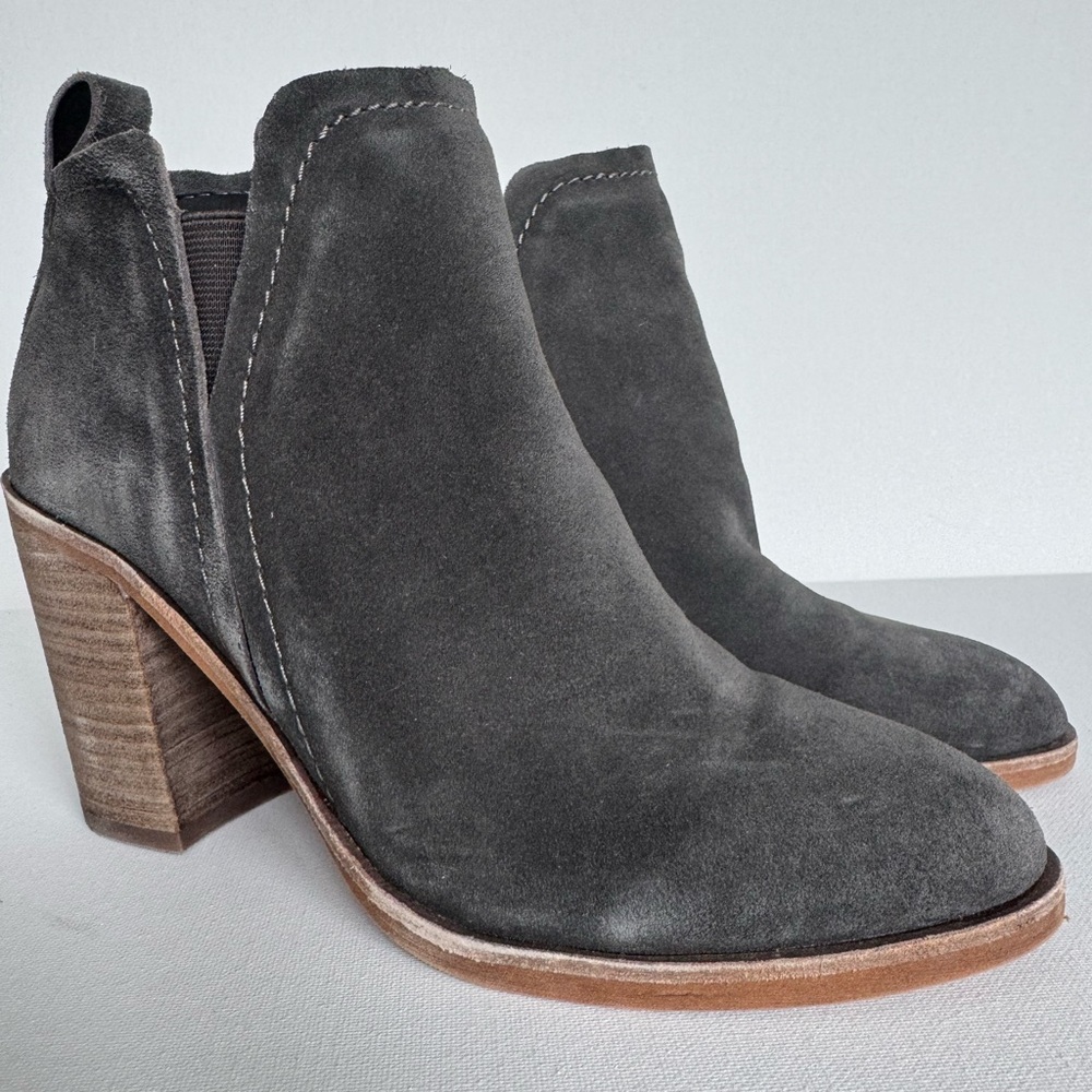 Dolce Vita Distressed Gray Suede Ankle Boots